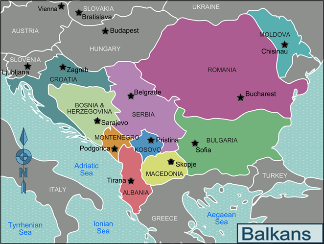 Mapa de los Balcanes