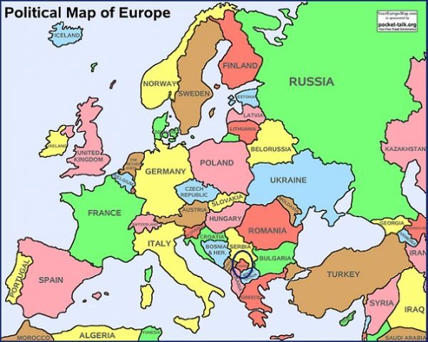 Mapa de Europa incluyendo Kosovo